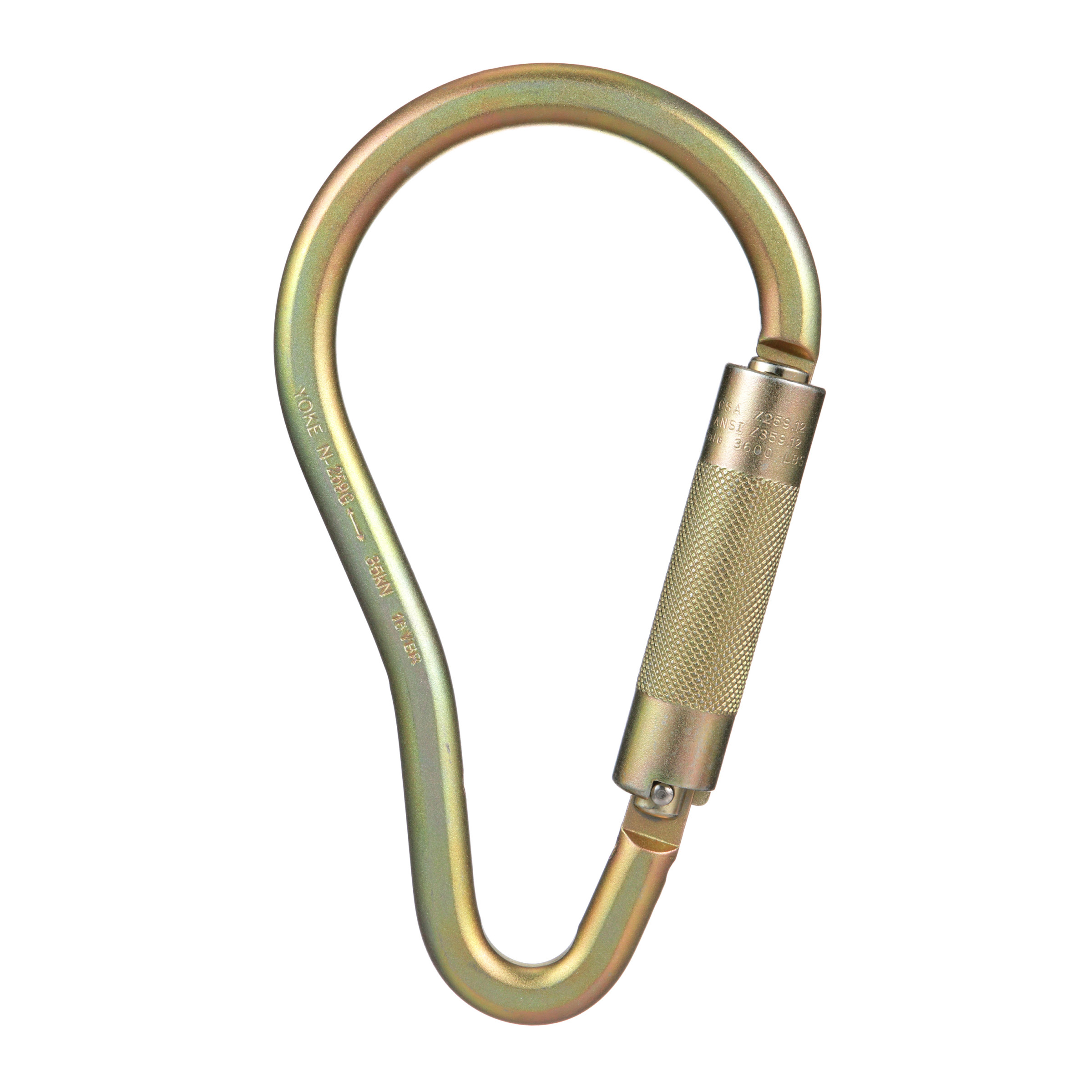 Steel Carabiner, 2.1" Gate Opening, Auto-Locking, ANSI Z359.12